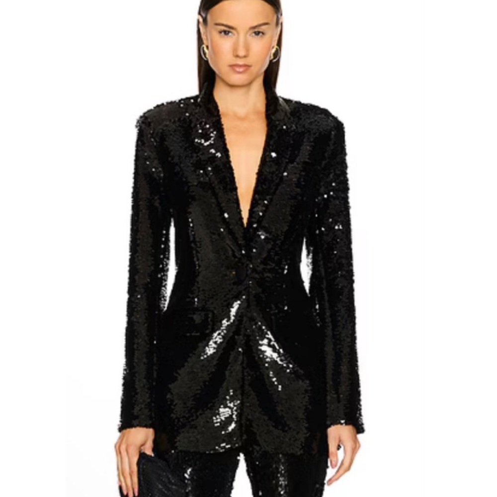 Ronny Kobo James Blazer Jacket in Sequins Black revolve size large $598 MSRP